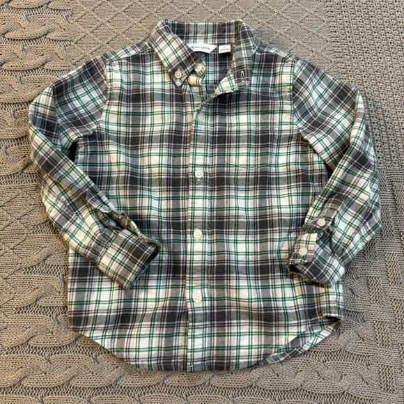 Janie and Jack Green & Gray Plaid Flannel ~ 2 - Picture 1 of 10